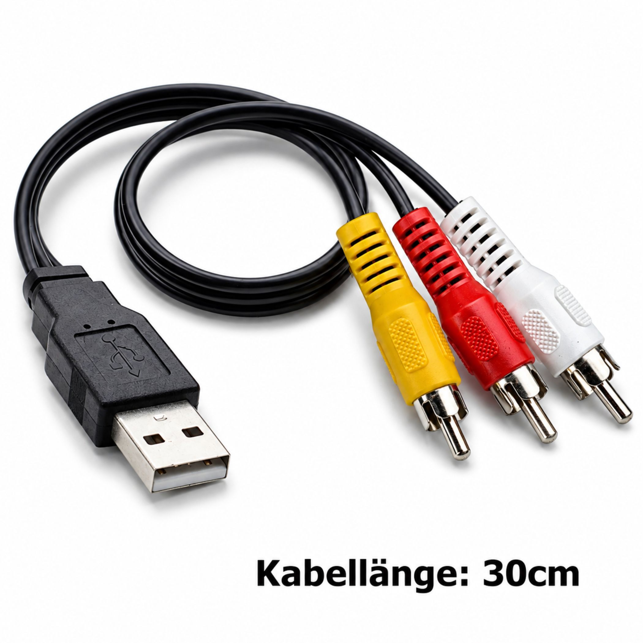 D46 USB Auf 3 Cinch Adapterkabel – 30 Cm, USB 2.0 Zu AV (Video/Audio), Für Camcorder, DVD-Player & PC